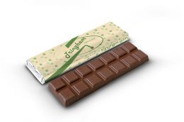 Chocolate bar with recycled paper